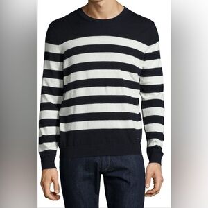Burberry
Seaborne Striped Cashmere-Cotton Sweater, Navy